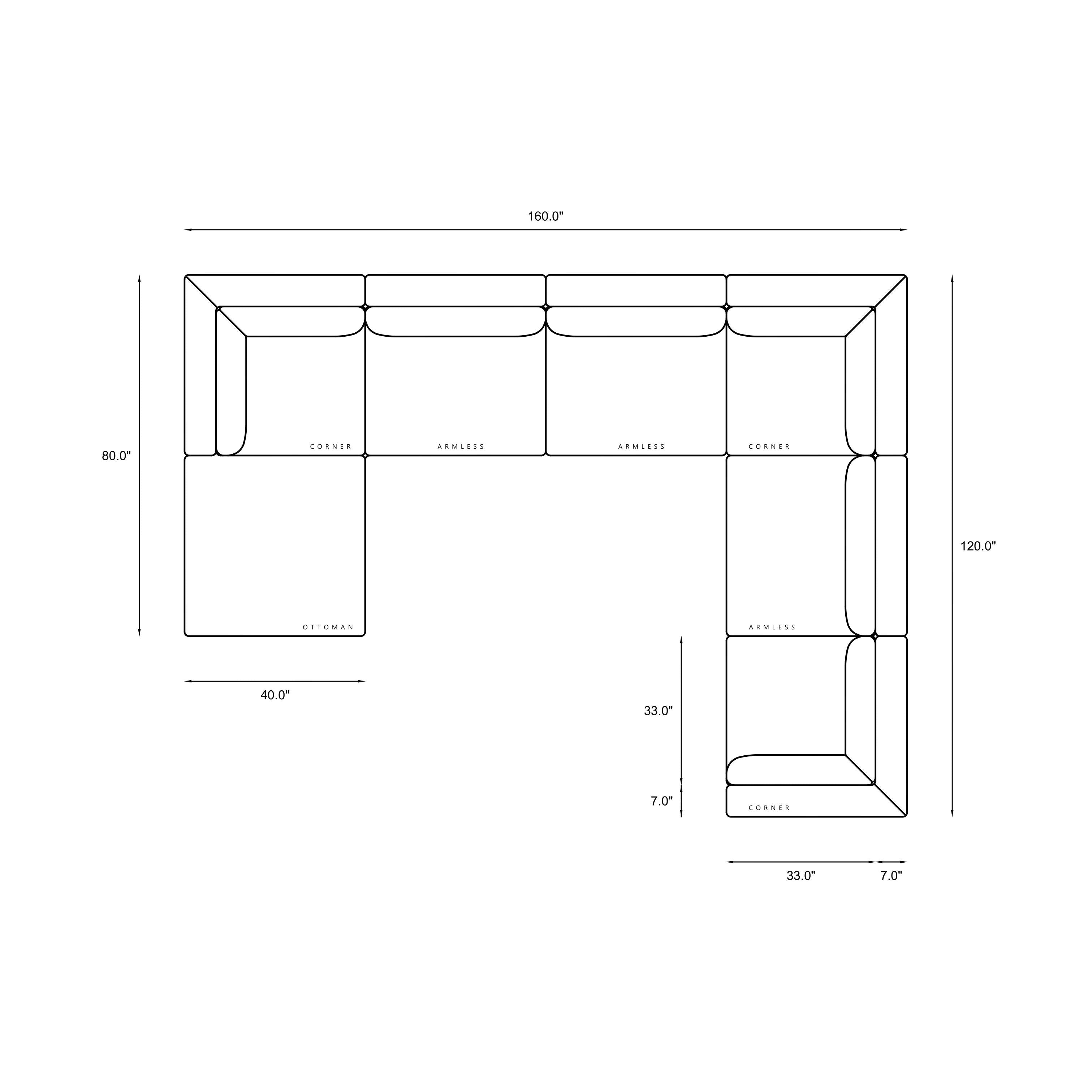 7-Piece Modular Sectional Dimensions