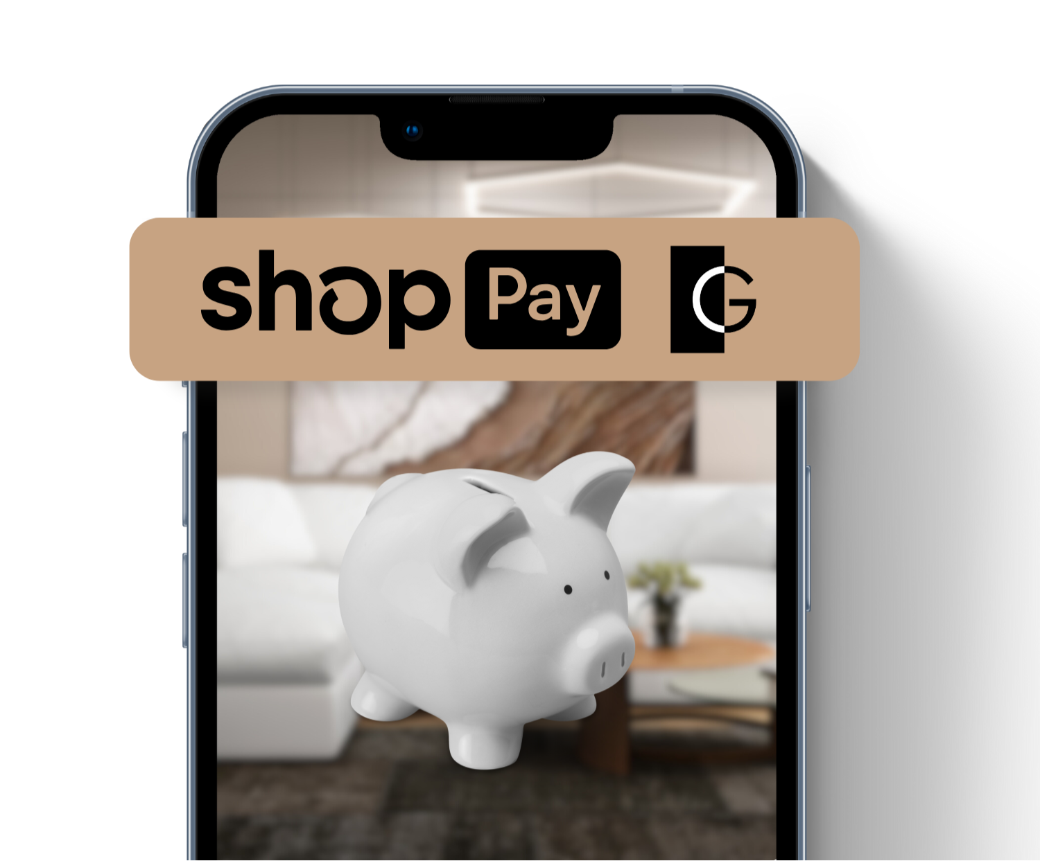 Garelli Furniture and Shop Pay partnership banner offering flexible monthly payment plans to finance your modular sofa purchase