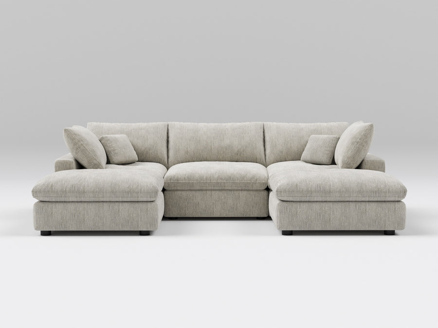 5-Piece Gray Classic Modular Sectional – U-Shaped Sofa Setup