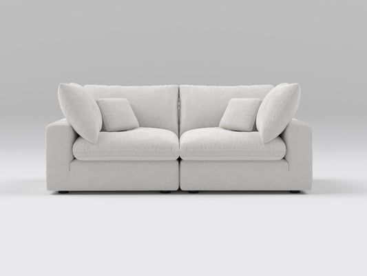 Classic Off-White Modular Loveseat – 2-Piece Configuration – Plush, Deep Seating Design