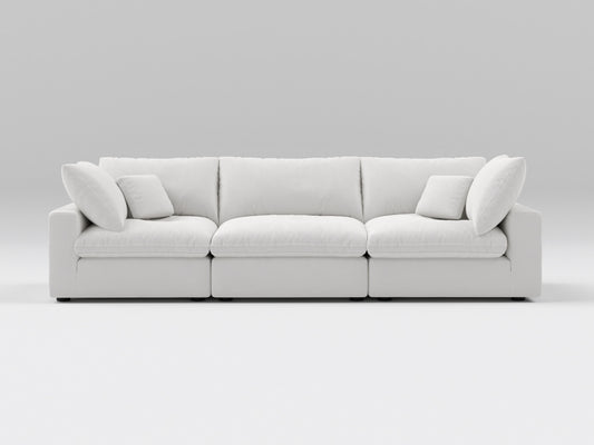 Classic Off-White Modular Sofa – 3-Piece Configuration – Plush with Modular Flexibility