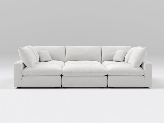 Classic Off-White Modular Bed – 6-Piece Sofa Configuration – Converts into Bed