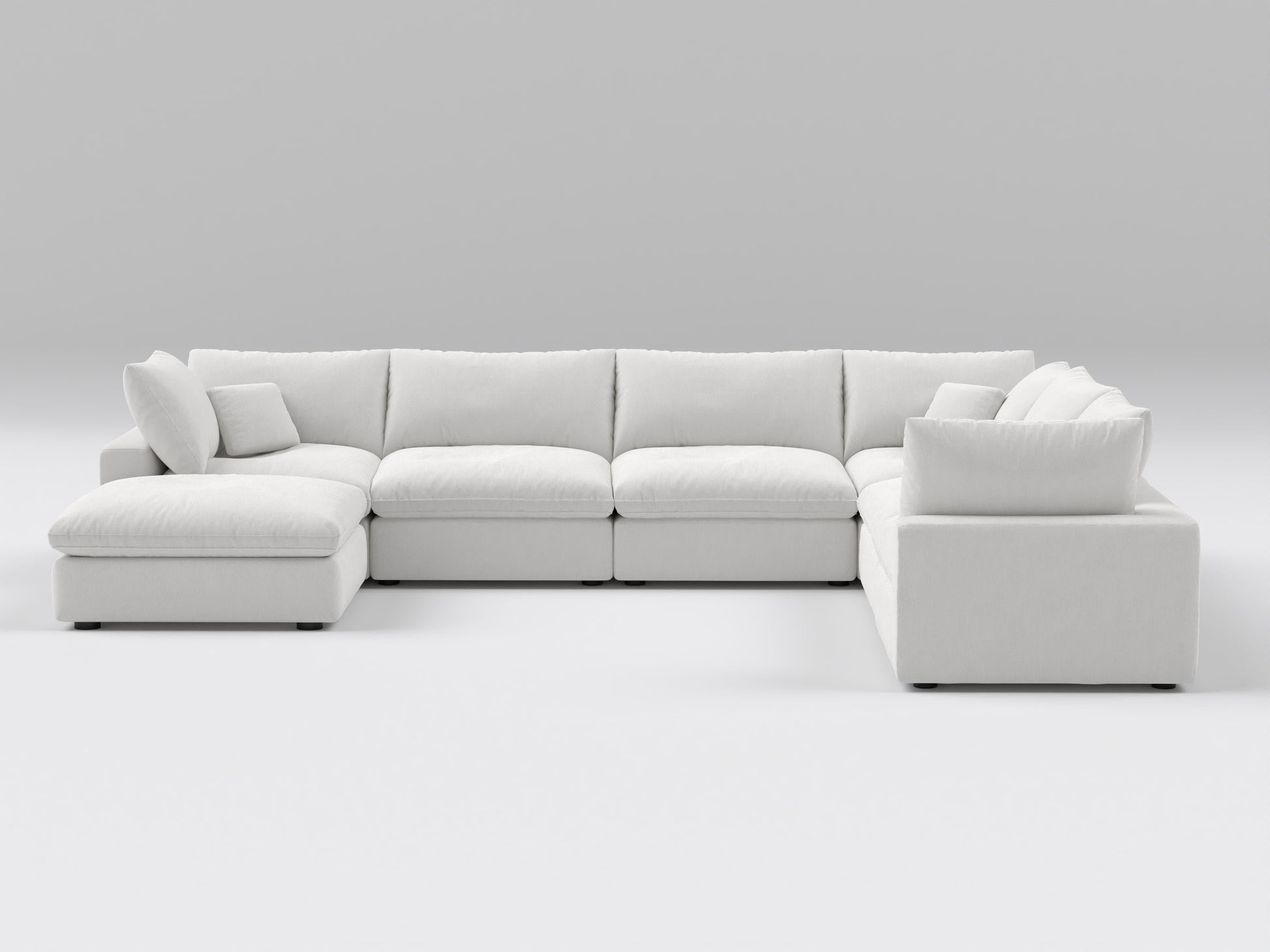 Classic Off-White Modular Sectional – 7-Piece Configuration – Plush Deep Seating in a Versatile Layout