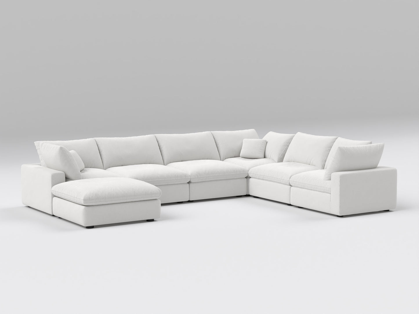 Classic Off-White Modular Sectional – 7-Piece Configuration – Plush Deep Seating in a Versatile Layout