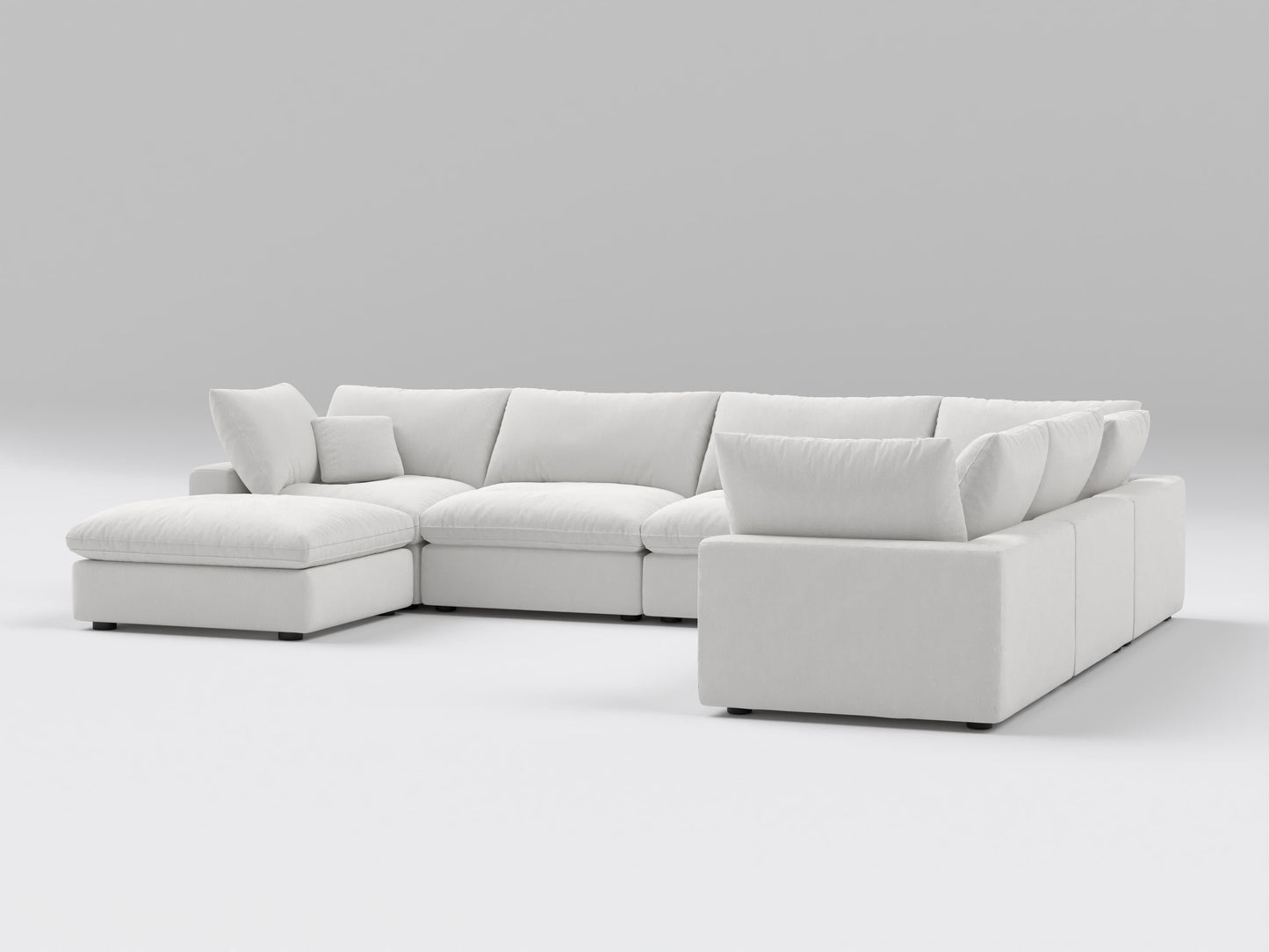 Classic Off-White Modular Sectional – 7-Piece Configuration – Plush Deep Seating in a Versatile Layout
