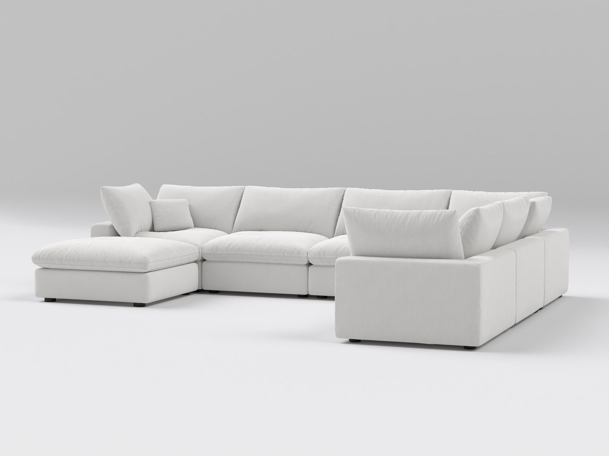 Classic Off-White Modular Sectional – 7-Piece Configuration – Plush Deep Seating in a Versatile Layout