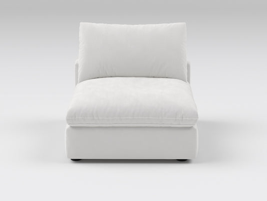 Compact White Armless Chair – Front View – Modular Sofa Seat Designed for Small Living Areas