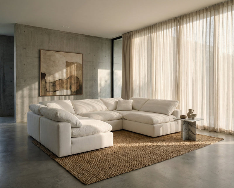 Garelli Furniture 5 Piece Sectional Modular Cloud Couch 