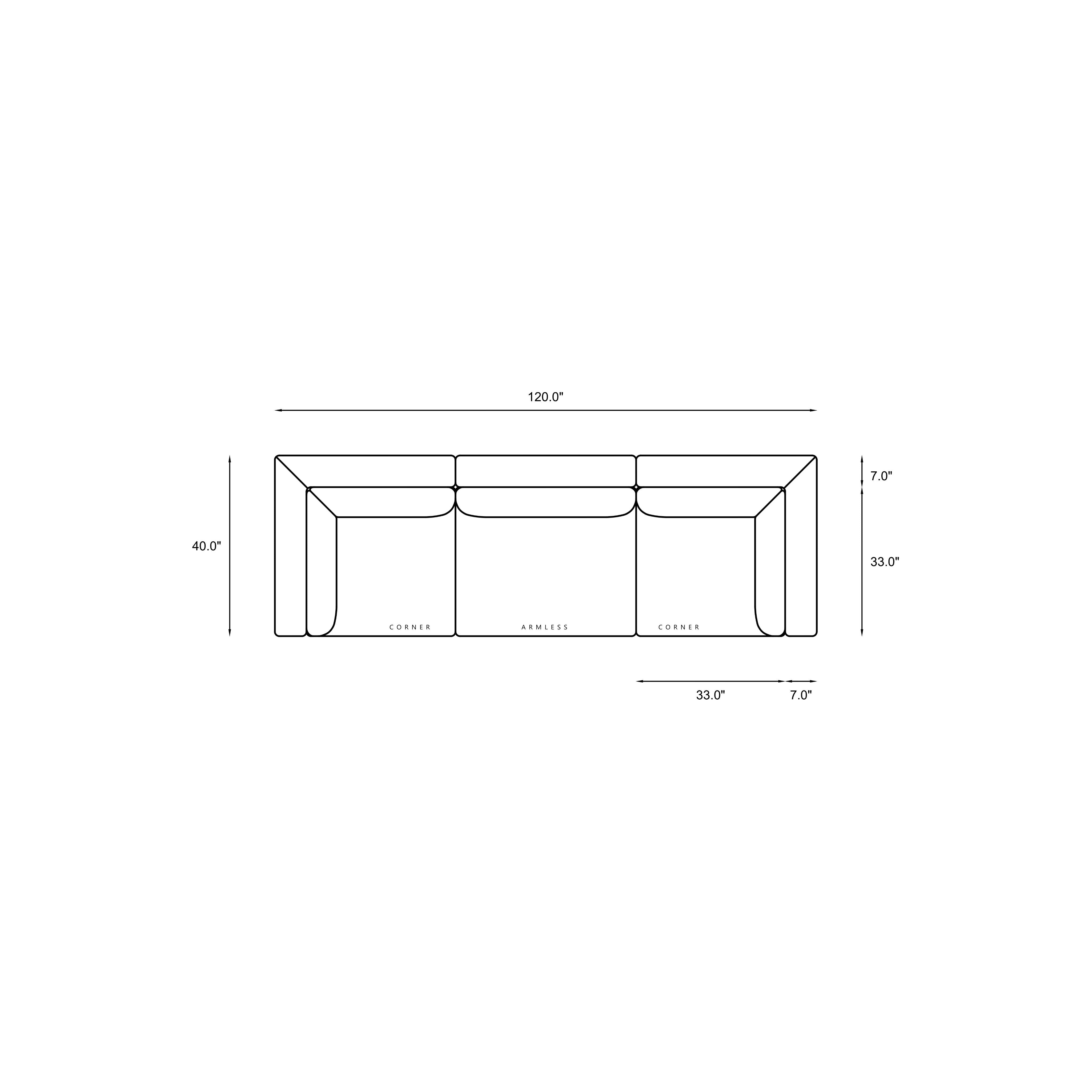 3-Piece Modular Sofa Dimensions