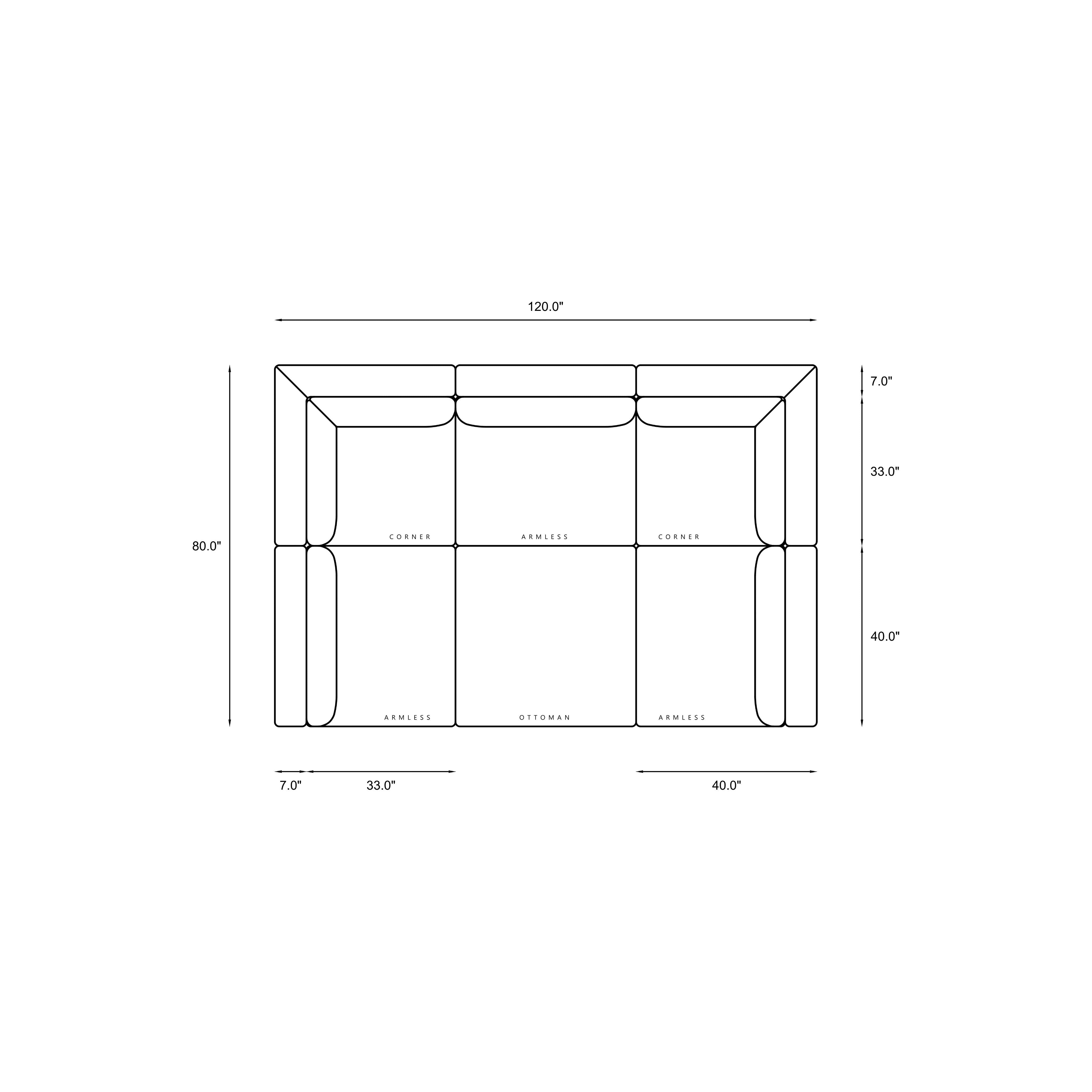 6-Piece Modular Bed Dimensions
