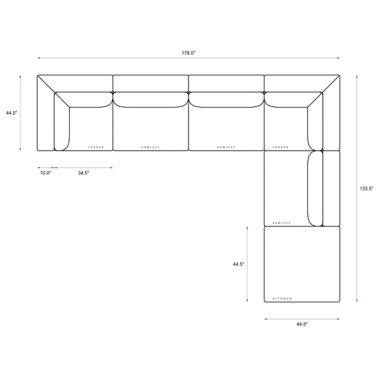 6-Piece Oversized Modular Classic Sectional Dimensions