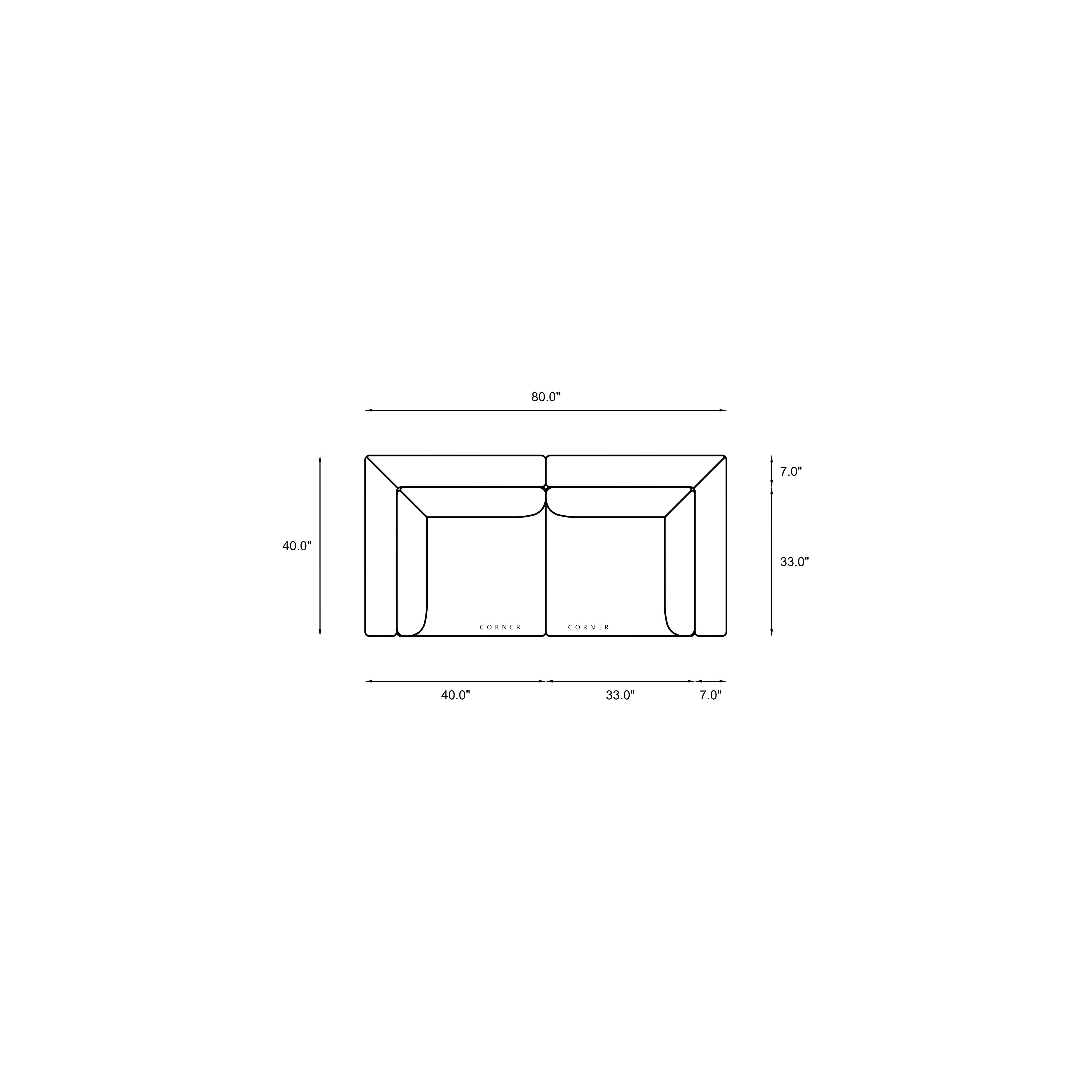 2-Piece Modular Loveseat Dimensions