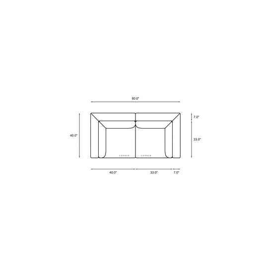 2-Piece Modular Loveseat Dimensions