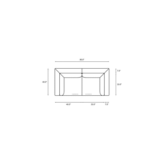 2-Piece Modular Loveseat Dimensions