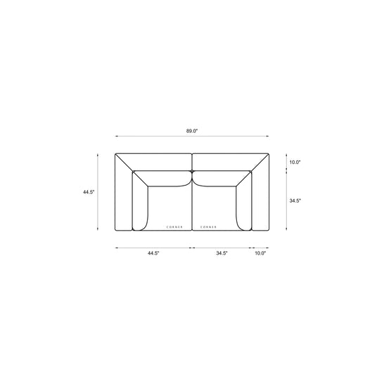 2-Piece Modular Loveseat Dimensions