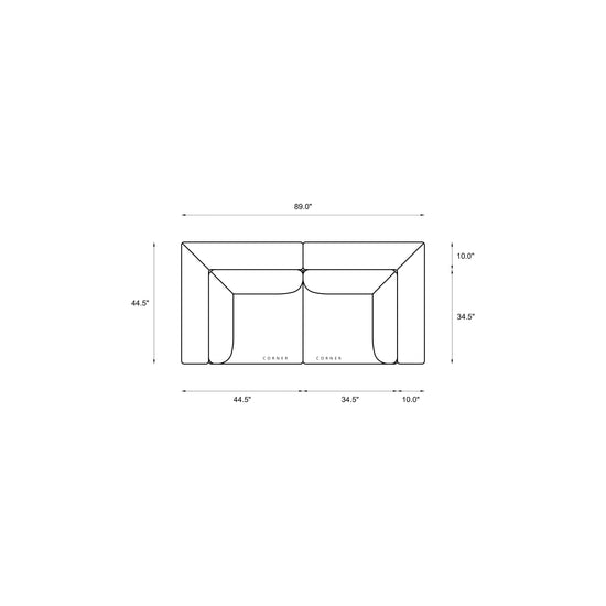 2-Piece Modular Loveseat Dimensions