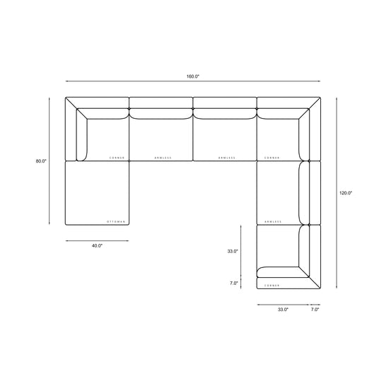 7-Piece Oversized Modular Sectional Dimensions