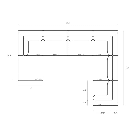 7-Piece Oversized Modular Sectional Dimensions
