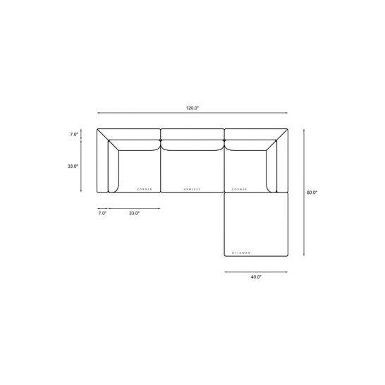 4-Piece Modular Classic Sectional Dimensions
