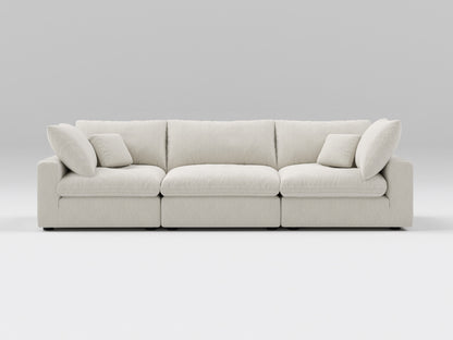 Classic 3-Piece Modular Sofa in Ivory – Front View – Deep Seating Layout with Clean, Modern Lines