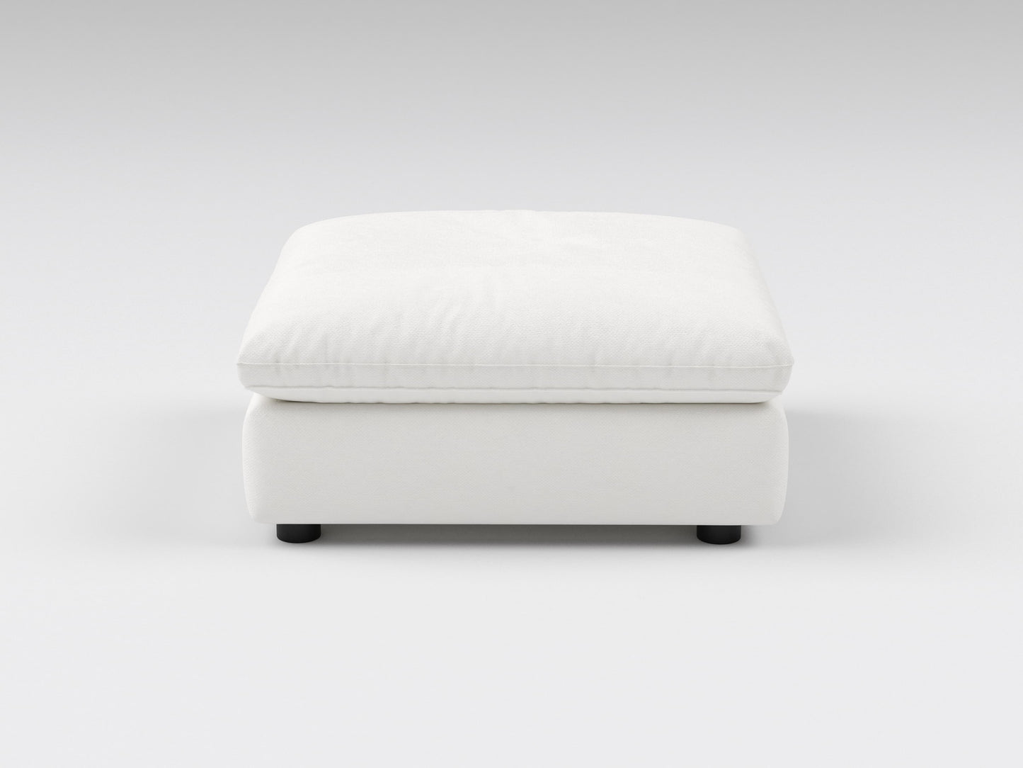 Compact White Modular Ottoman – Front View – Space-Saving Sofa Section
