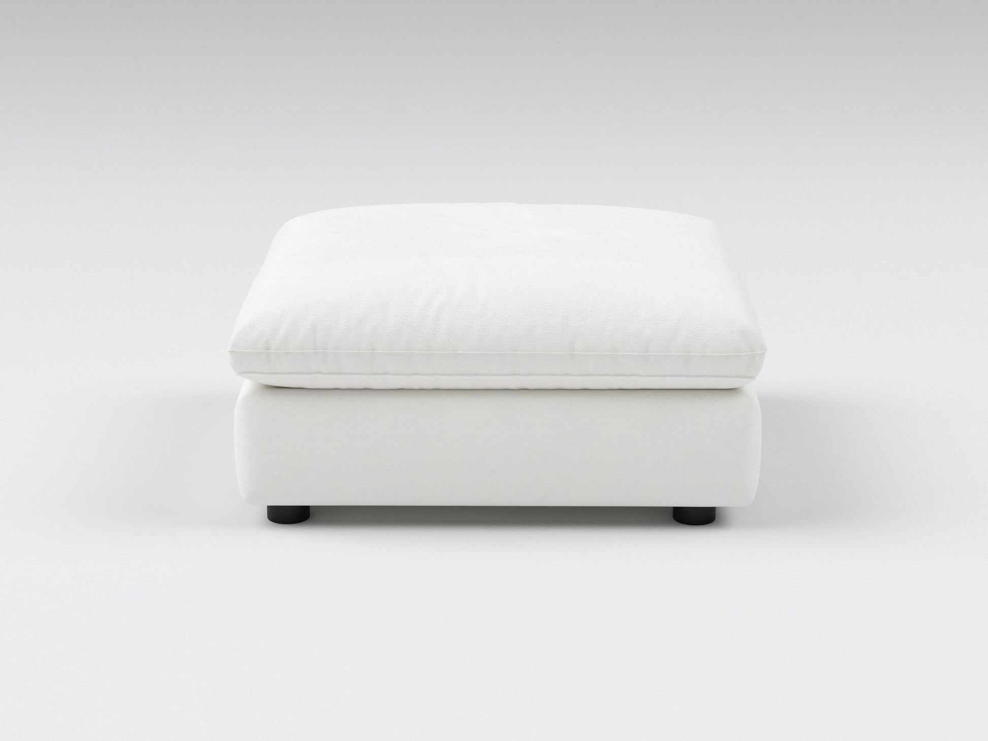 Compact White Modular Ottoman – Front View – Space-Saving Sofa Section