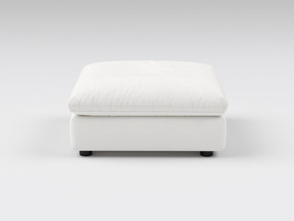 Compact White Modular Ottoman – Front View – Space-Saving Sofa Section
