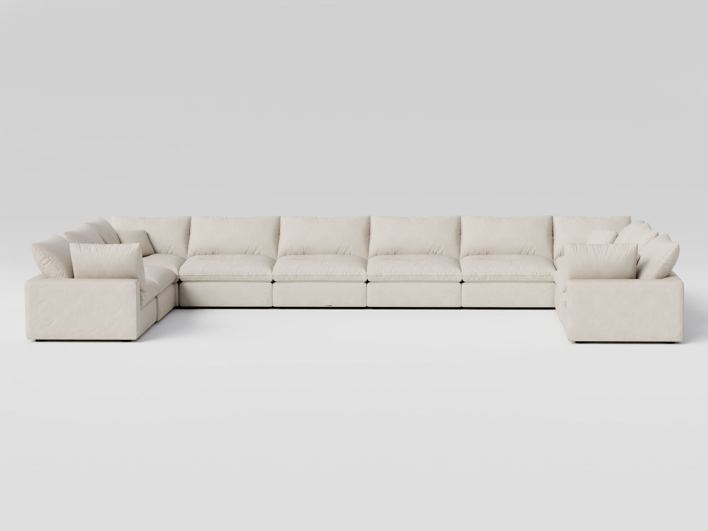 10-Piece Oversized Modular Sectional in Ivory – U-Shape – Deep Seating Sofa for Spacious Living Rooms