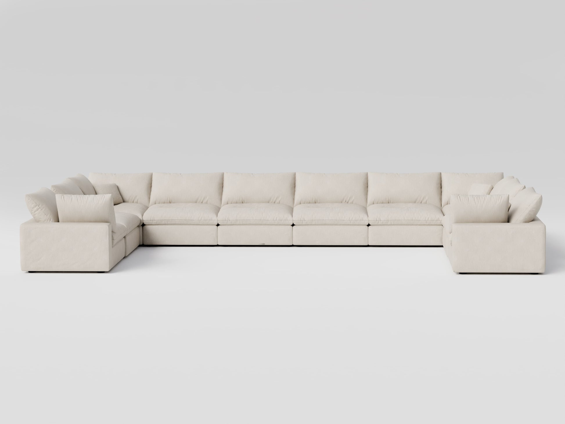 10-Piece Oversized Modular Sectional in Ivory – U-Shape – Deep Seating Sofa for Spacious Living Rooms
