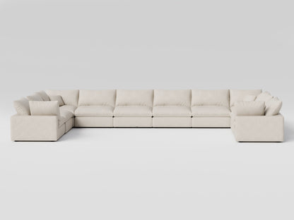 10-Piece Oversized Modular Sectional in Ivory – U-Shape – Deep Seating Sofa for Spacious Living Rooms