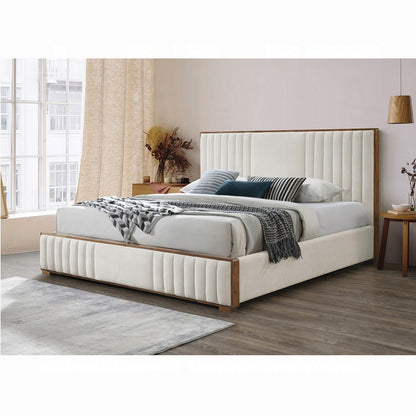 Ivory wooden- upholstered Garelli Bed