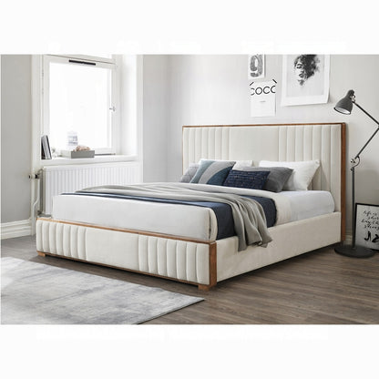 Ivory wooden- upholstered Garelli Bed