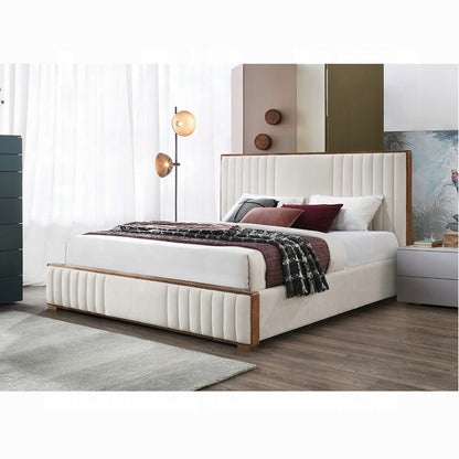 Ivory wooden- upholstered Garelli Bed