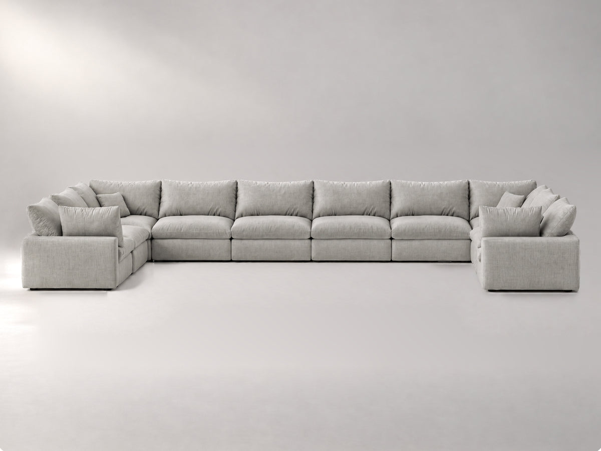10-Piece Oversized Modular Sectional (U-Shape) in Grey, front view | Garelli