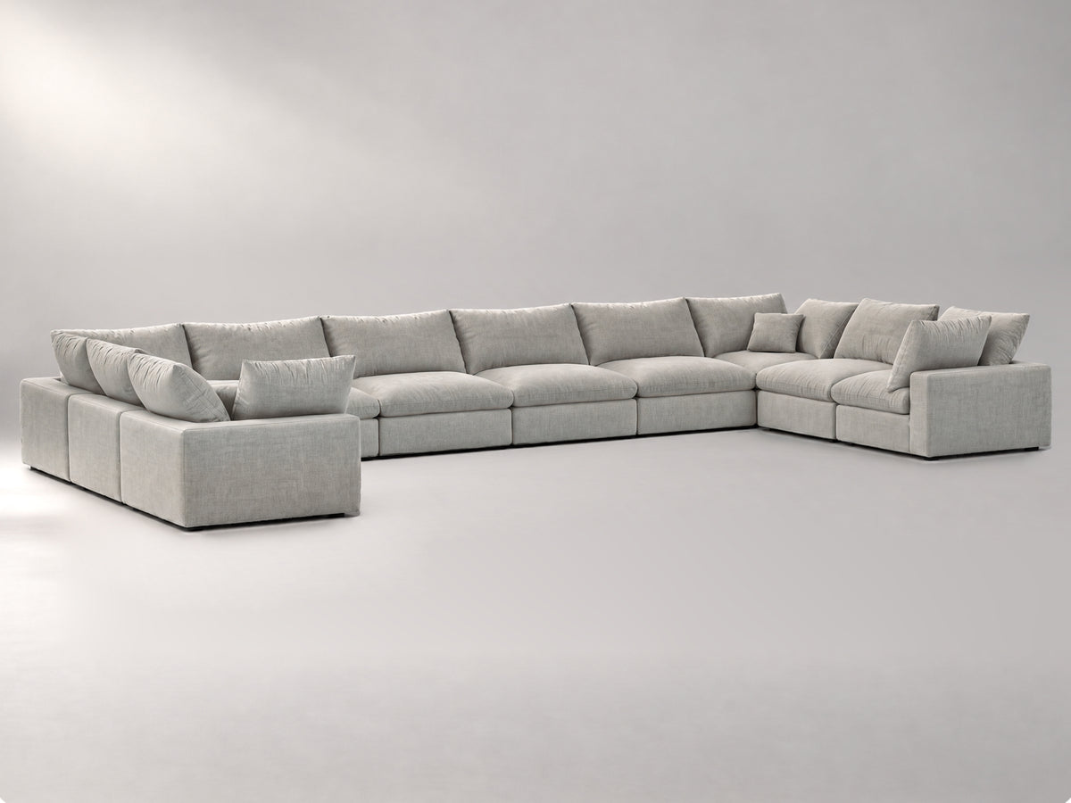 10-Piece Oversized Modular Sectional (U-Shape) in Grey, left view | Garelli