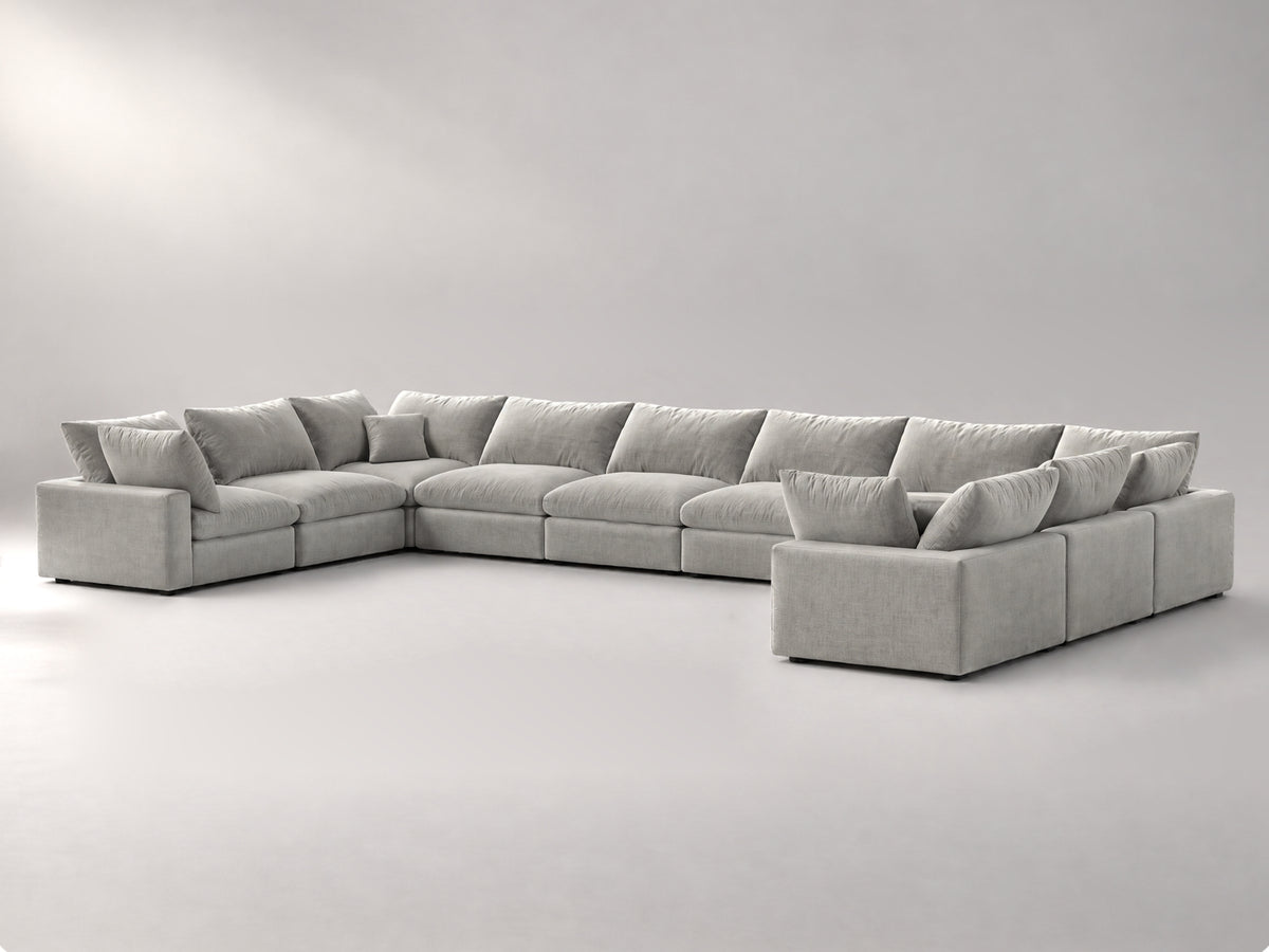 10-Piece Oversized Modular Sectional (U-Shape) in Grey, right view | Garelli