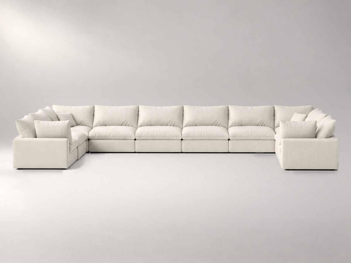 10-Piece Oversized Modular Sectional (U-Shape) in Ivory, front view | Garelli