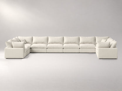 10-Piece Oversized Modular Sectional (U-Shape) in Ivory, front view | Garelli