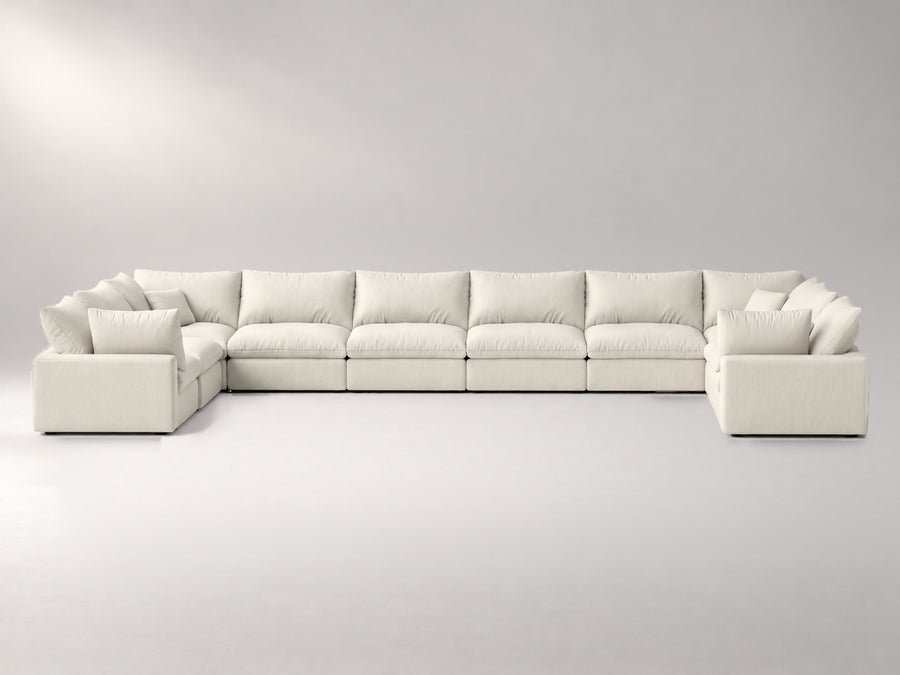 10-Piece Oversized Modular Sectional (U-Shape) in Ivory, front view | Garelli