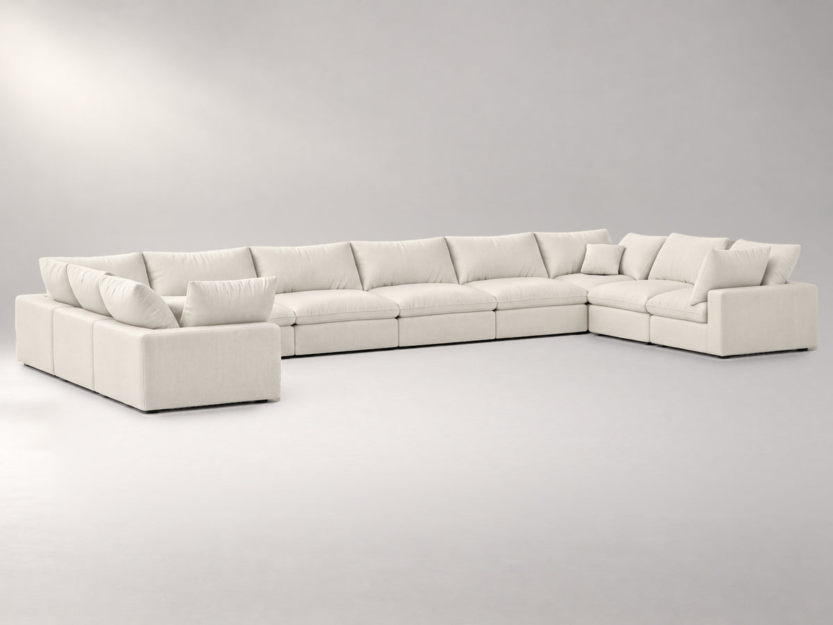 10-Piece Oversized Modular Sectional (U-Shape) in Ivory, left view | Garelli