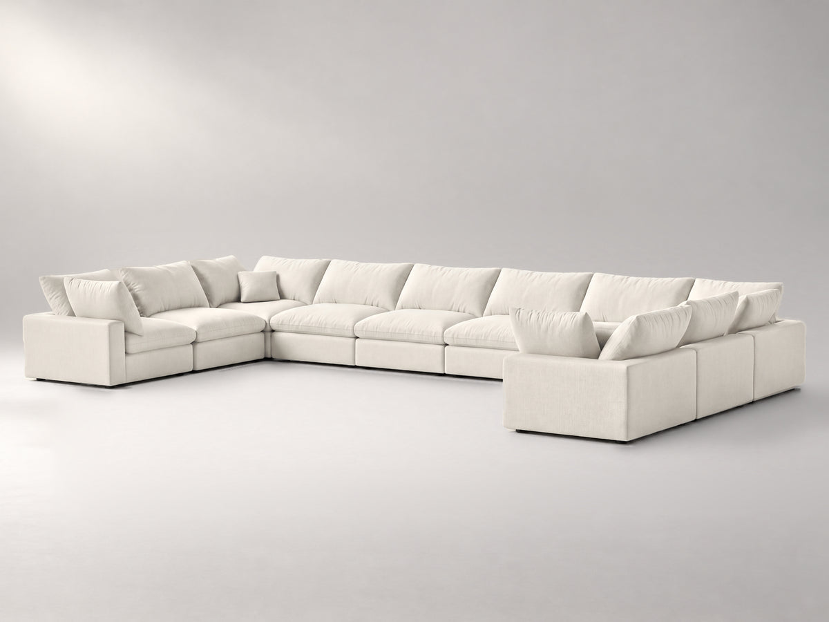 10-Piece Oversized Modular Sectional (U-Shape) in Ivory, right view | Garelli