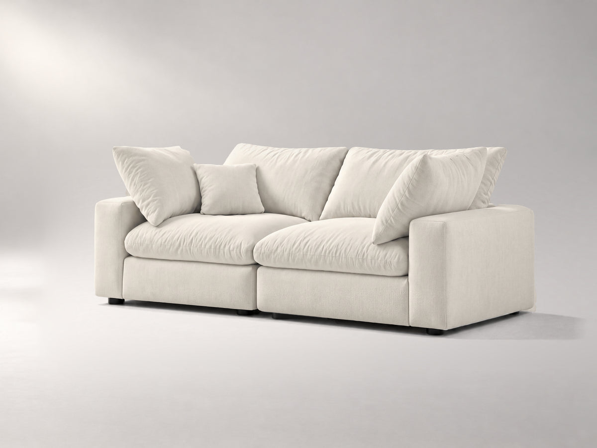 2-Piece Modular Loveseat in Ivory, right view | Garelli