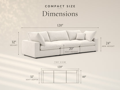 3-Piece Modular Sofa, Compact size dimensions