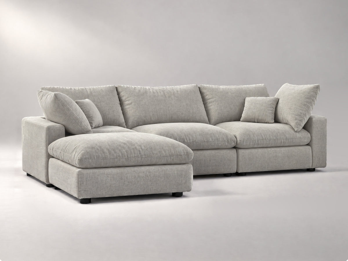 4-Piece Modular Classic Sectional in Grey, left view | Garelli