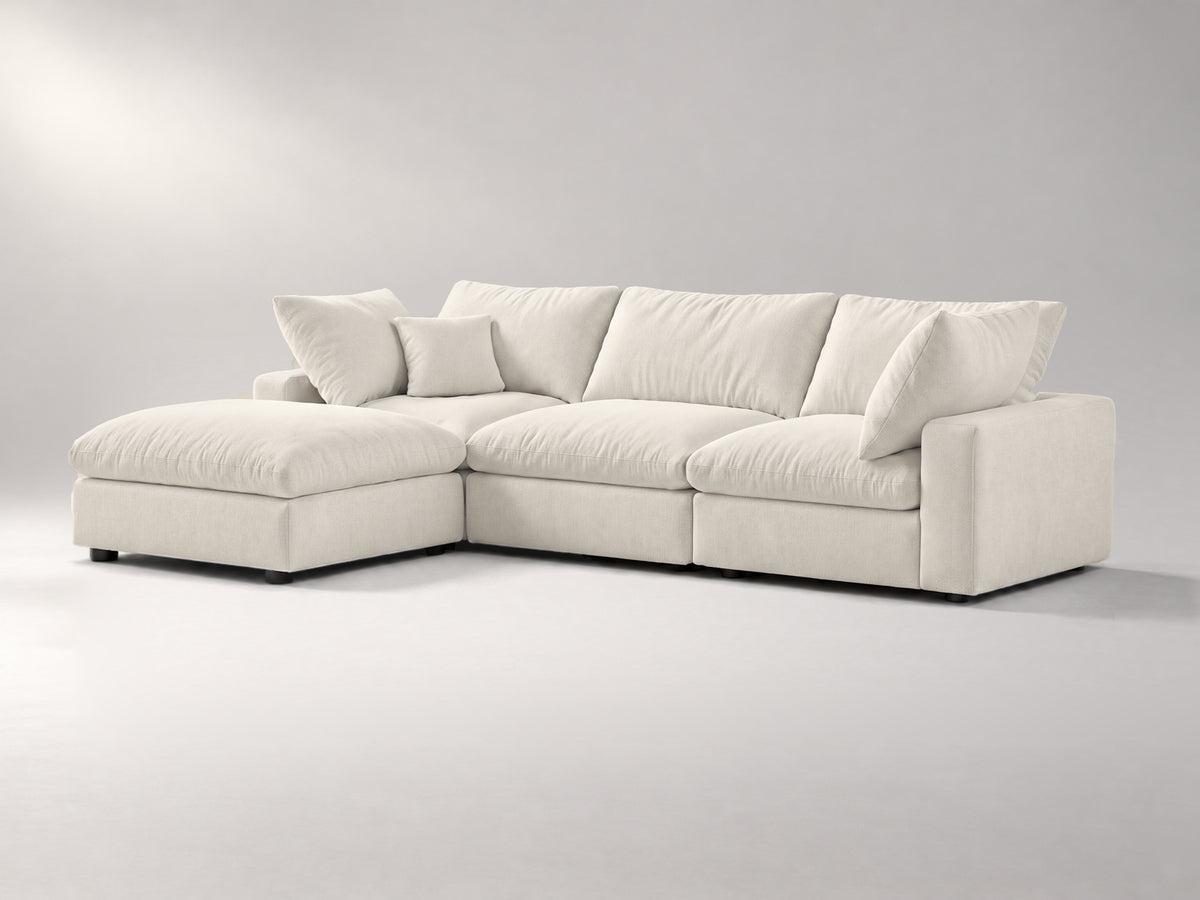 4-Piece Modular Classic Sectional in Ivory, right view | Garelli