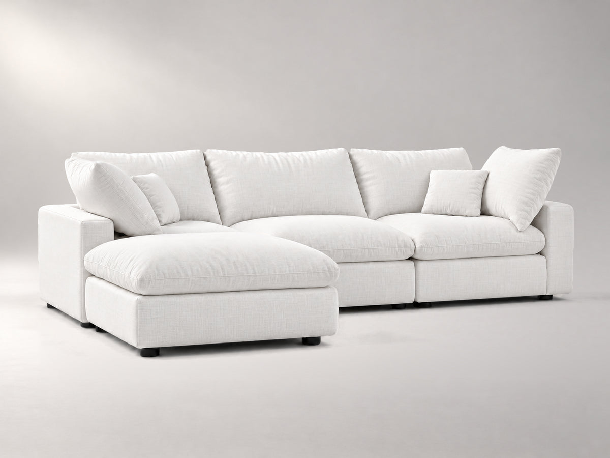 4-Piece Modular Classic Sectional in Off-White, left view | Garelli
