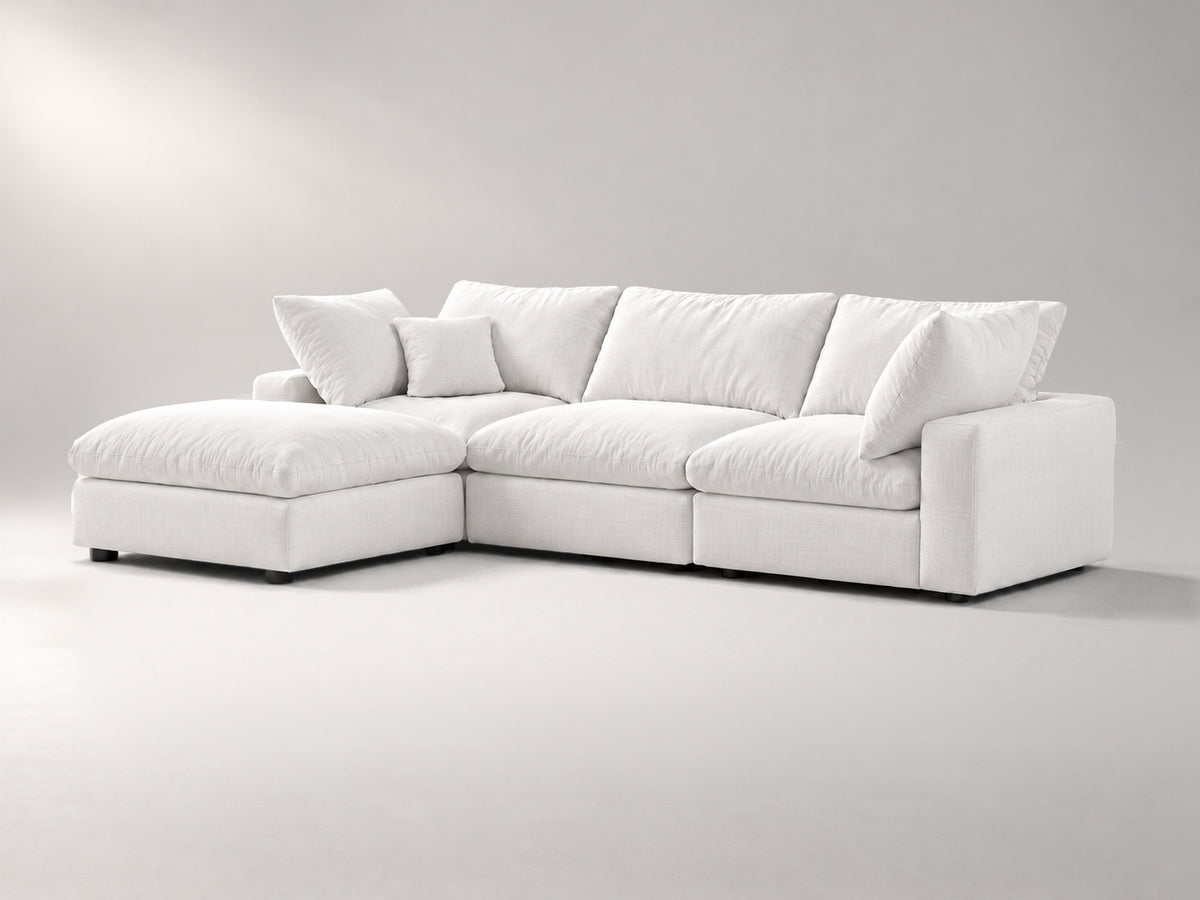 4-Piece Modular Classic Sectional in Off-White, right view | Garelli