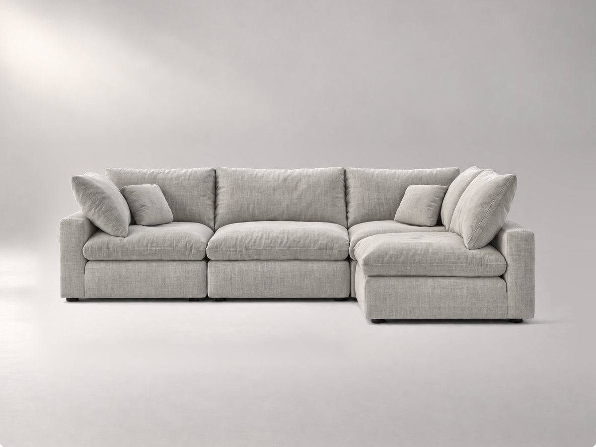4-Piece Modular Sectional (Armless Chase) in Grey, front view | Garelli