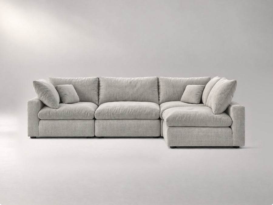 4-Piece Modular Sectional (Armless Chase) in Grey, front view | Garelli