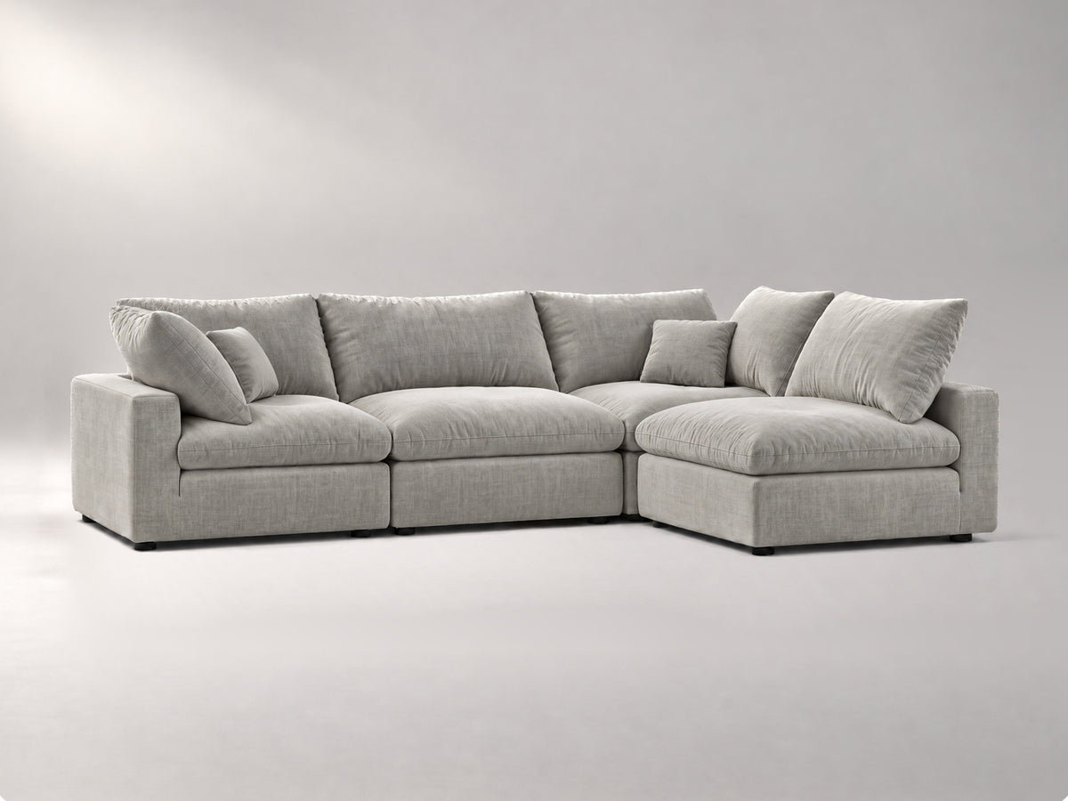4-Piece Modular Sectional (Armless Chase) in Grey, left view | Garelli